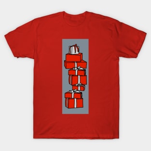 Red Gift Wrapped Christmas Gift Box Stack T-Shirt